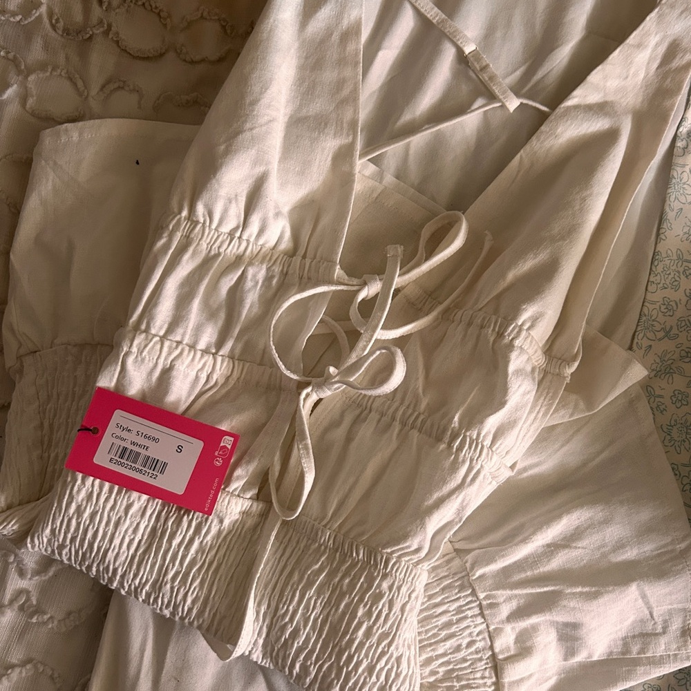 Edikted Cream Halter Dress
